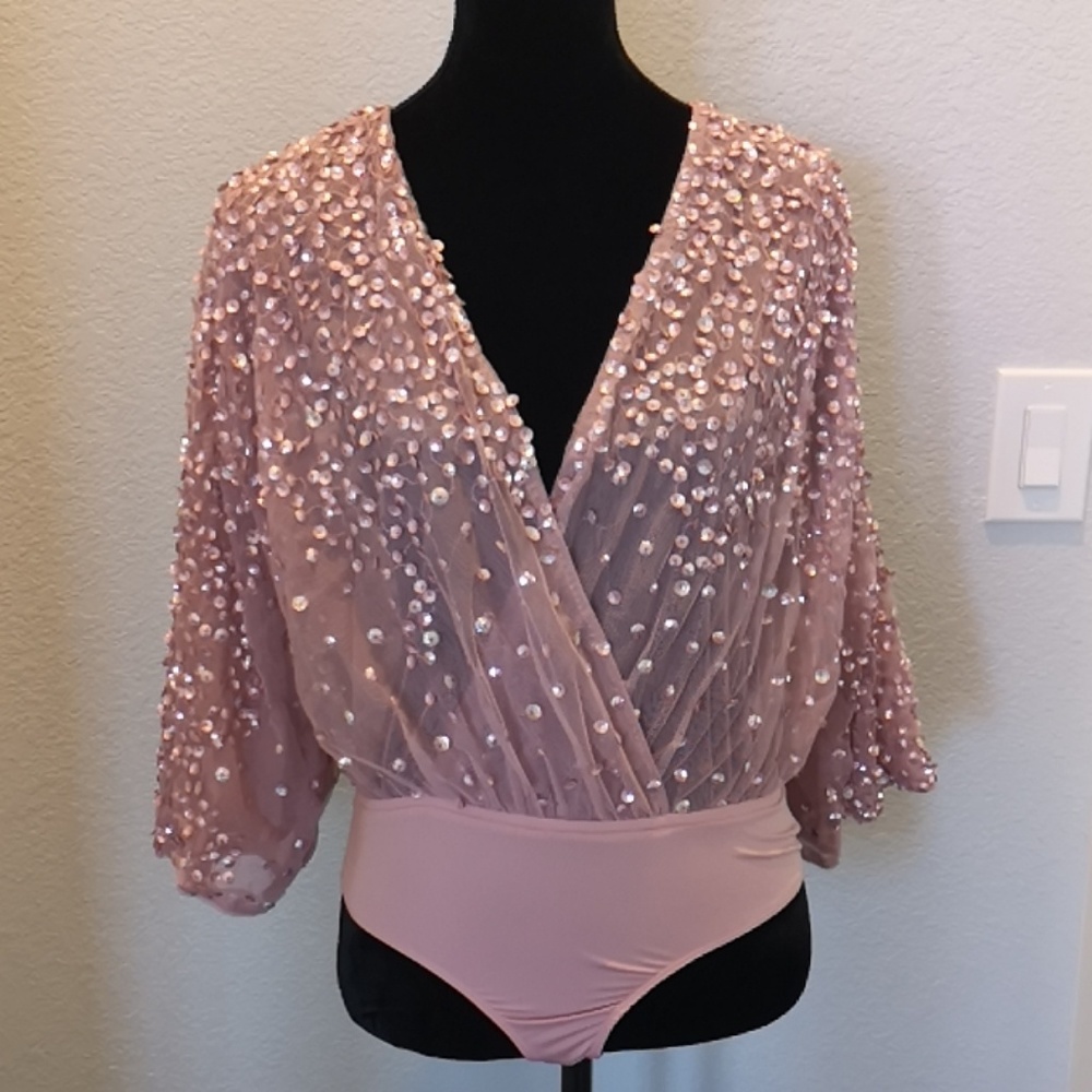 ASOS Pink Sequin Bodysuit